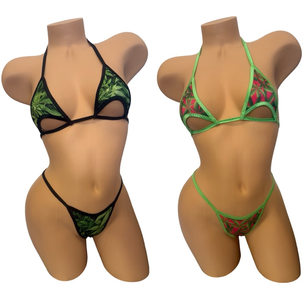 Gods plant  Cutout Triangle Bikini Set - exotic Dancewear